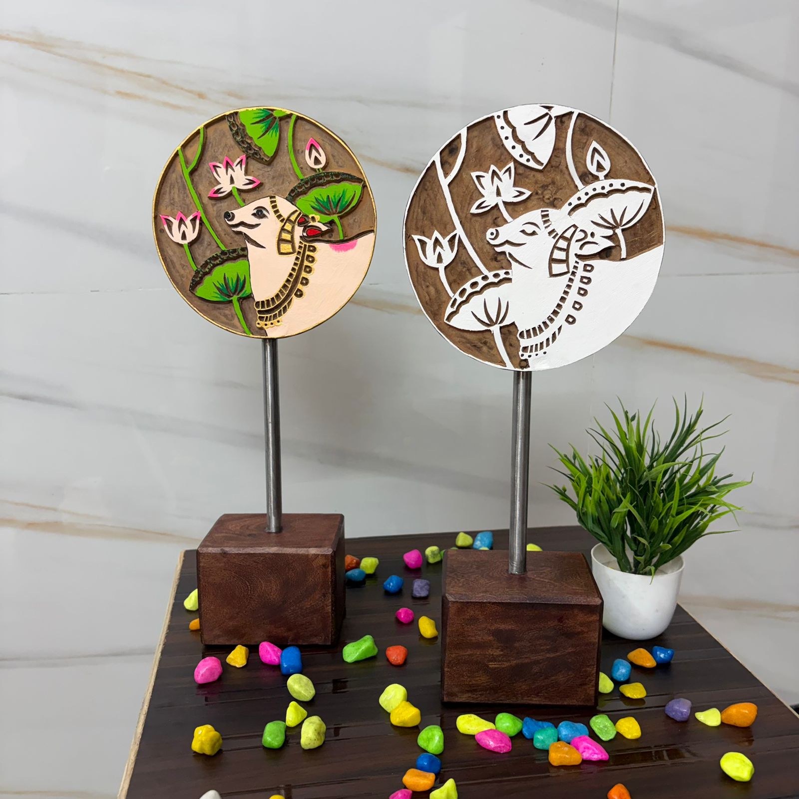 2 Pieces Set Cow Table Decor for Elegant Interiors 15 Inches - Image 3